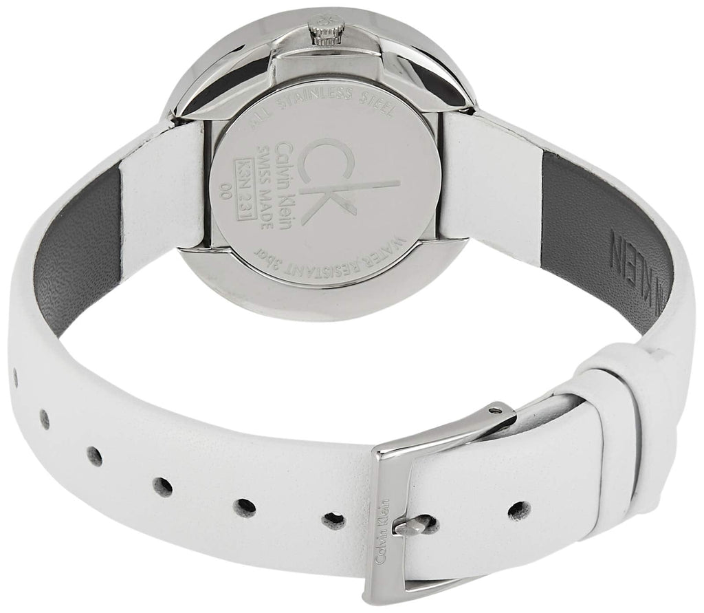 Calvin Klein Firm Silver Dial White Leather Strap Watch for Women - K3N231L6 Buy Now By Calvin Klein