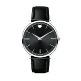 Movado Ultra Slim Black Dial Black Leather Strap Watch For Men - 0607086 Buy Now By Movado