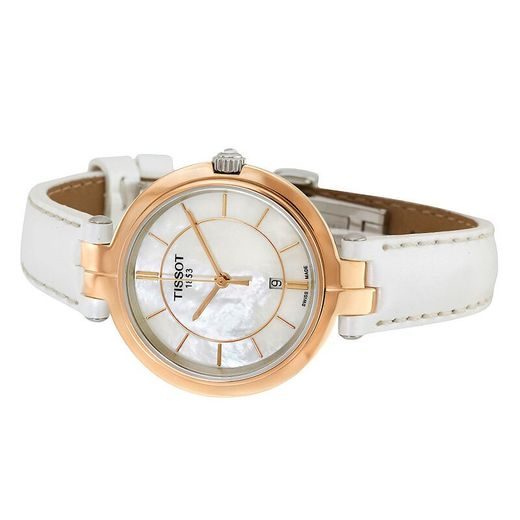 Tissot T Lady Flamingo Mother of Pearl White Dial White Leather Strap Watch For Women - T094.210.26.111.01 Buy Now By Tissot