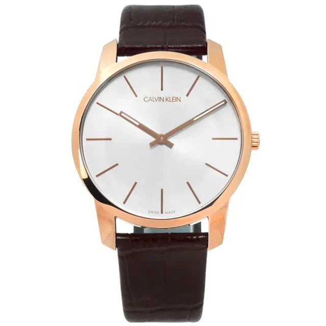 Calvin Klein City Silver Dial Brown Leather Strap Watch For Men - K2G21629 Buy Now By Calvin Klein