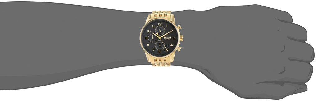 Hugo Boss Navigator Black Dial Gold Steel Strap Watch for Men - 1513531 Buy Now By Hugo Boss