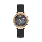 Guess Solstice Diamonds Black Mother of Pearl Dial Black Rubber Strap Watch for Women - GW0113L2 Buy Now By Guess