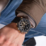 Guess Edge Chronograph Black Dial Black Leather Strap Watch For Men - GW0492G1