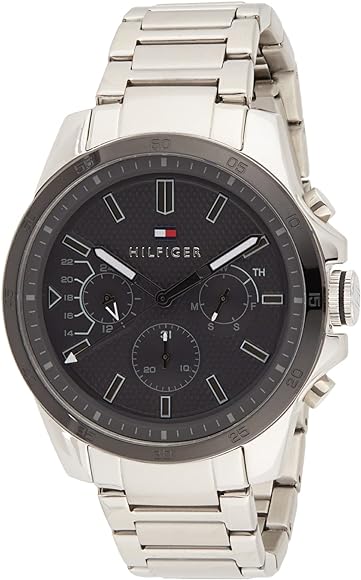Tommy Hilfiger Iconic Quartz Black Dial Silver Steel Strap Watch for Men - 1791564 Buy Now By Tommy Hilfiger