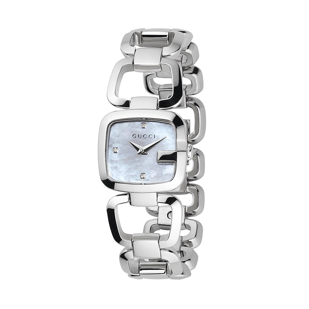 Gucci G Gucci Diamonds Mother of Pearl Dial Silver Steel Strap Watch For Women - YA125502 Buy Now By Gucci