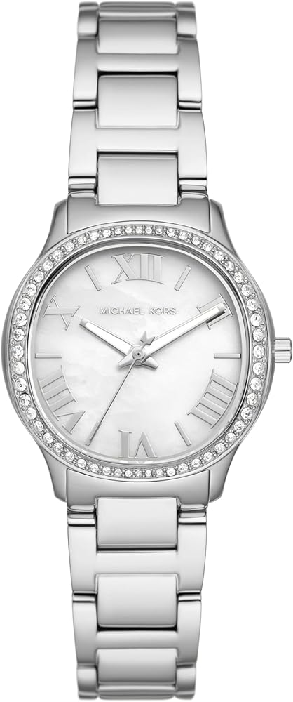 Michael Kors Sage Three-Hand Mother of Pearl White Dial Silver Steel Strap Watch for Women - MK4824 Buy Now By Michael Kors