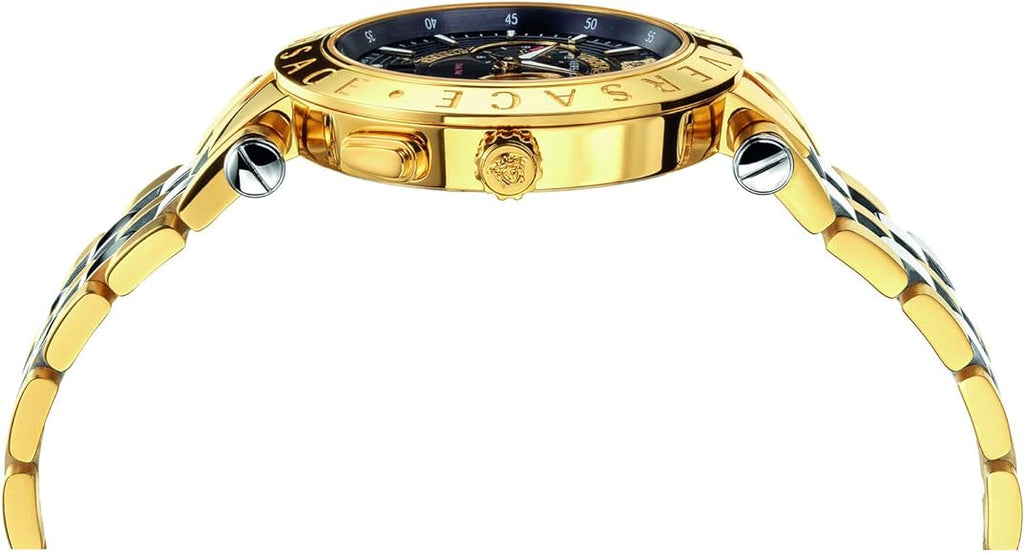 Versace V-Race Quartz Black Dial Gold Steel Strap Watch For Men - VEBV00519 Buy Now By Versace