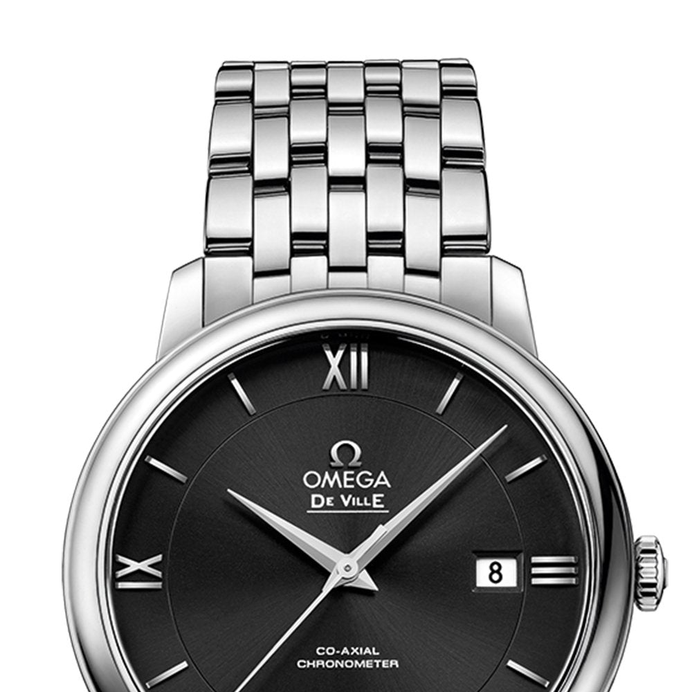Omega De Ville Prestige Co-Axial Black Dial Silver Steel Strap Watch for Men - 424.10.40.20.01.001 Buy Now By Omega