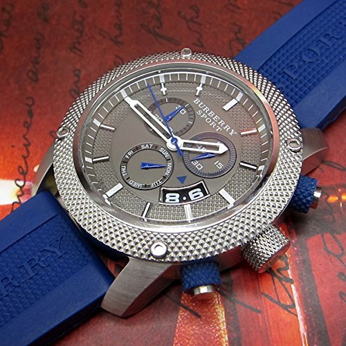 Burberry Sports Chronograph Black Dial Blue Rubber Strap Watch for Men - BU7714 Buy Now By Burberry