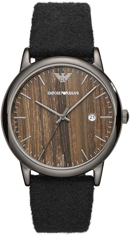 Emporio Armani Luigi Analog Brown Dial Black Leather Strap Watch For Men - AR11156 Buy Now By Emporio Armani