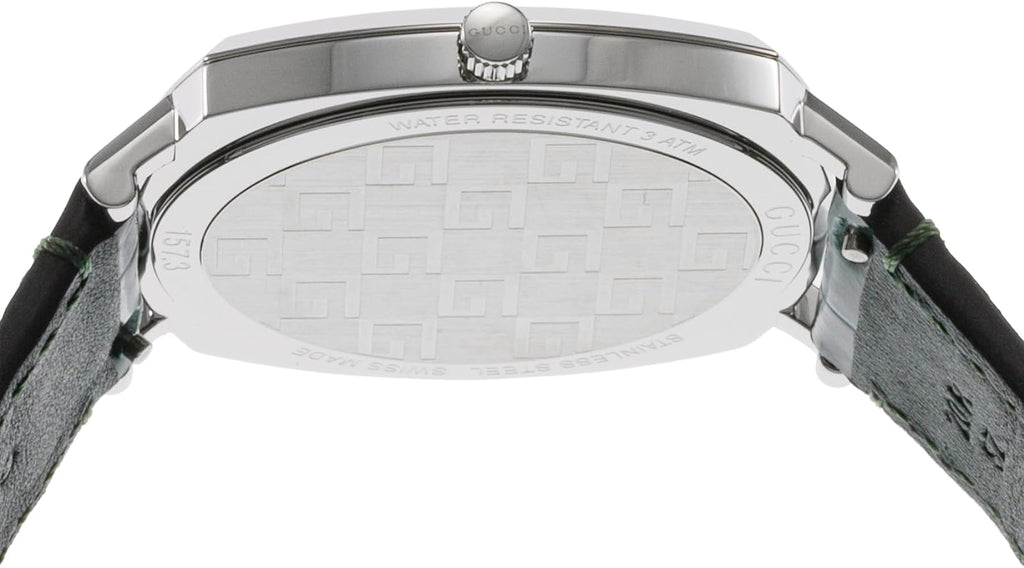 Gucci Grip Quartz Silver Dial Green Leather Strap Watch For Women - YA157414 Buy Now By Gucci