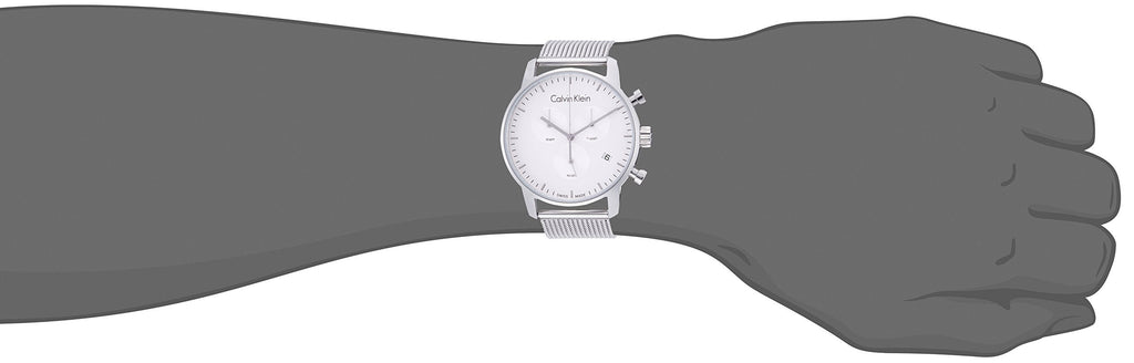 Calvin Klein City Chronograph White Dial Silver Mesh Bracelet Watch for Men - K2G27126 Buy Now By Calvin Klein