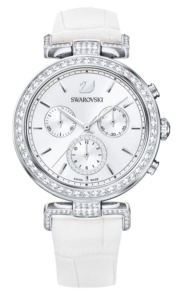 Swarovski Era Journey Silver Dial White Leather Strap Watch for Women - 5295346 Buy Now By Swarovski