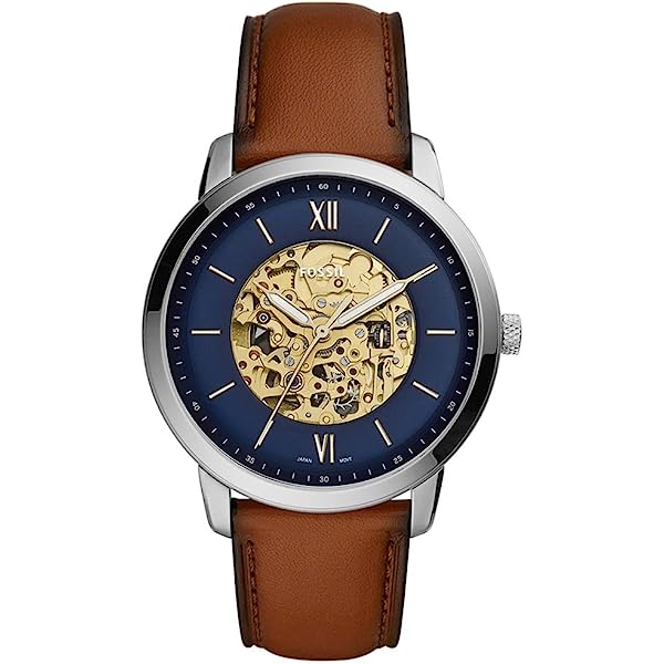 Fossil Townsman Automatic Skeleton Blue Dial Brown Leather Strap Watch for Men - ME3154 Buy Now By Fossil