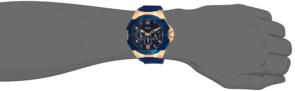 Guess Genesis Quartz Blue Dial Blue Silicone Strap Watch For Men - W1254G3 Buy Now By Guess