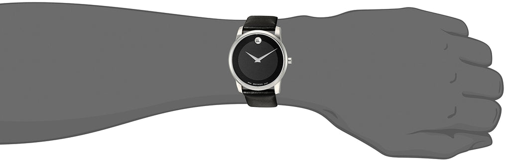 Movado Museum Black Dial Black Leather Strap Watch For Men - 606502 Buy Now By Movado