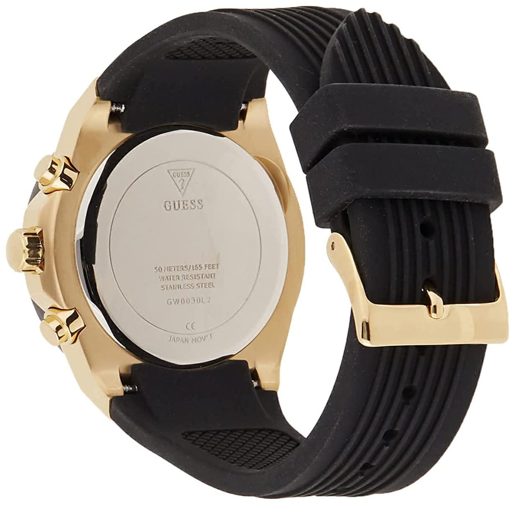 Guess Athena Gold Dial Black Rubber Strap Watch For Women - GW0030L2 Buy Now By Guess