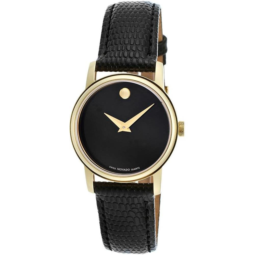 Movado Museum Black Dial Black Leather Strap Watch For Women - 2100006 Buy Now By Movado
