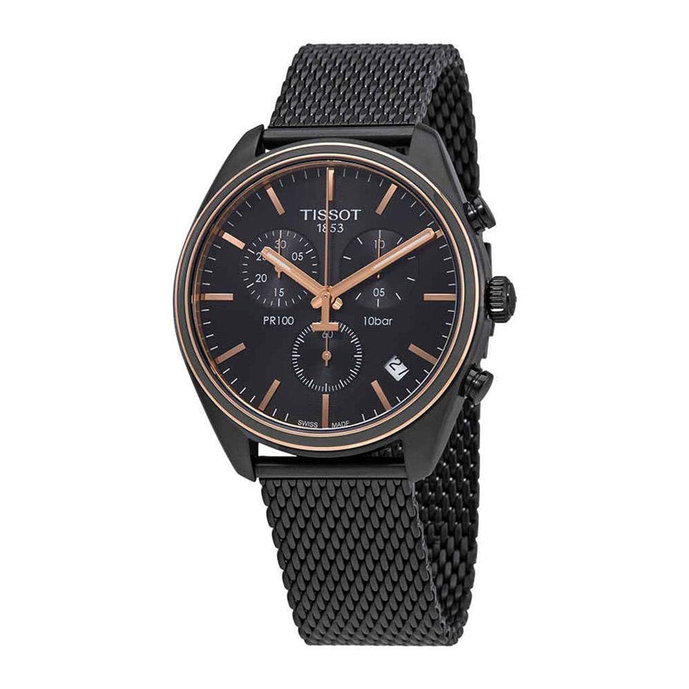 Tissot T Classic PR 100 Chronograph Anthracite Black Dial Black Mesh Bracelet Watch For Men - T101.417.23.061.00 Buy Now By Tissot