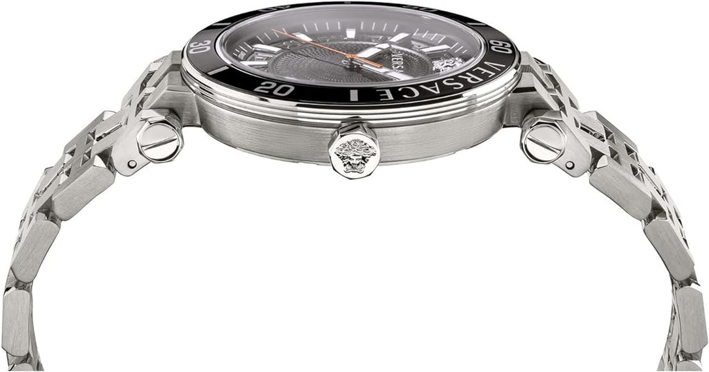 Versace Greca Sport Quartz Black Dial Silver Steel Strap Watch For Men - VEZ300321 Buy Now By Versace