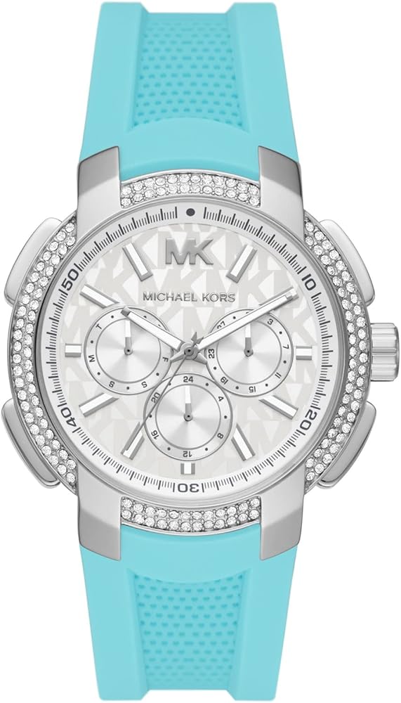 Michael Kors Sidney Multifunction Analog White Dial Turquoise Silicone Strap Watch For Women - MK7246 Buy Now By Michael Kors