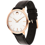 Movado Ultra Slim Silver Dial Brown Leather Strap Watch For Women - 0607093 Buy Now By Movado