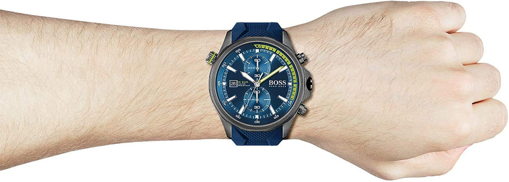 Hugo Boss Globetrotter Blue Dial Blue Silicone Strap Watch for Men - 1513821 Buy Now By Hugo Boss