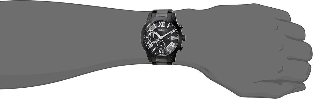 Guess Atlas Chronograph Black Dial Black Steel Strap Watch For Men - W0668G5 Buy Now By Guess