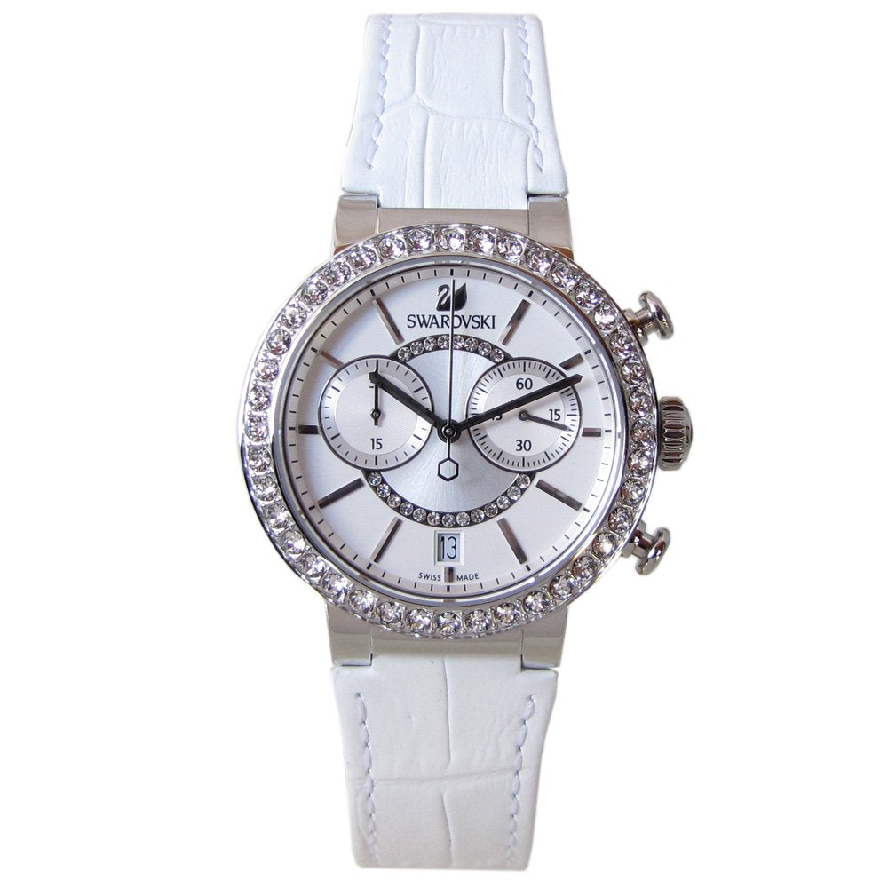 Swarovski Citra Sphere Chronograph White Dial White Leather Strap Watch for Women - 5027127 Buy Now By Swarovski