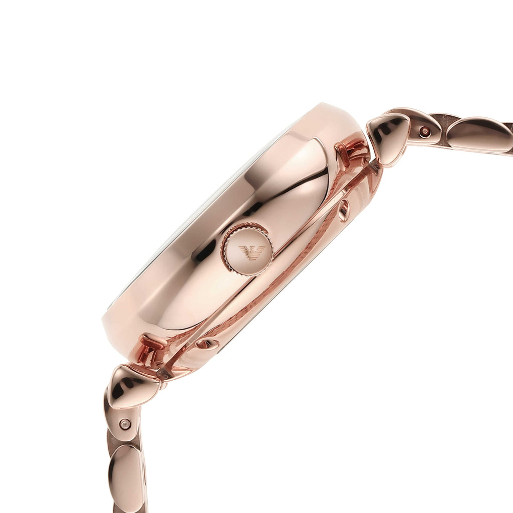 Emporio Armani Meccanico Crystals Black Dial Rose Gold Steel Strap Watch For Women - AR60043 Buy Now By Emporio Armani