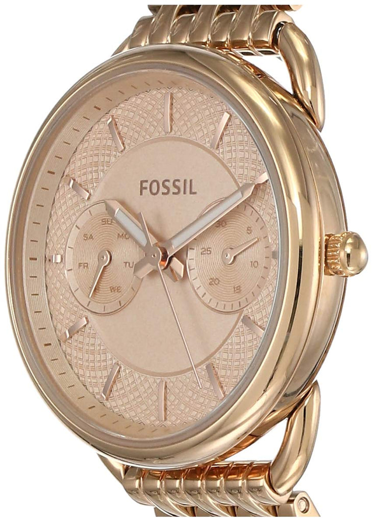 Fossil Tailor Rose Gold Dial Rose Gold Stainless Steel Strap Watch for Women - ES3713 Buy Now By Fossil