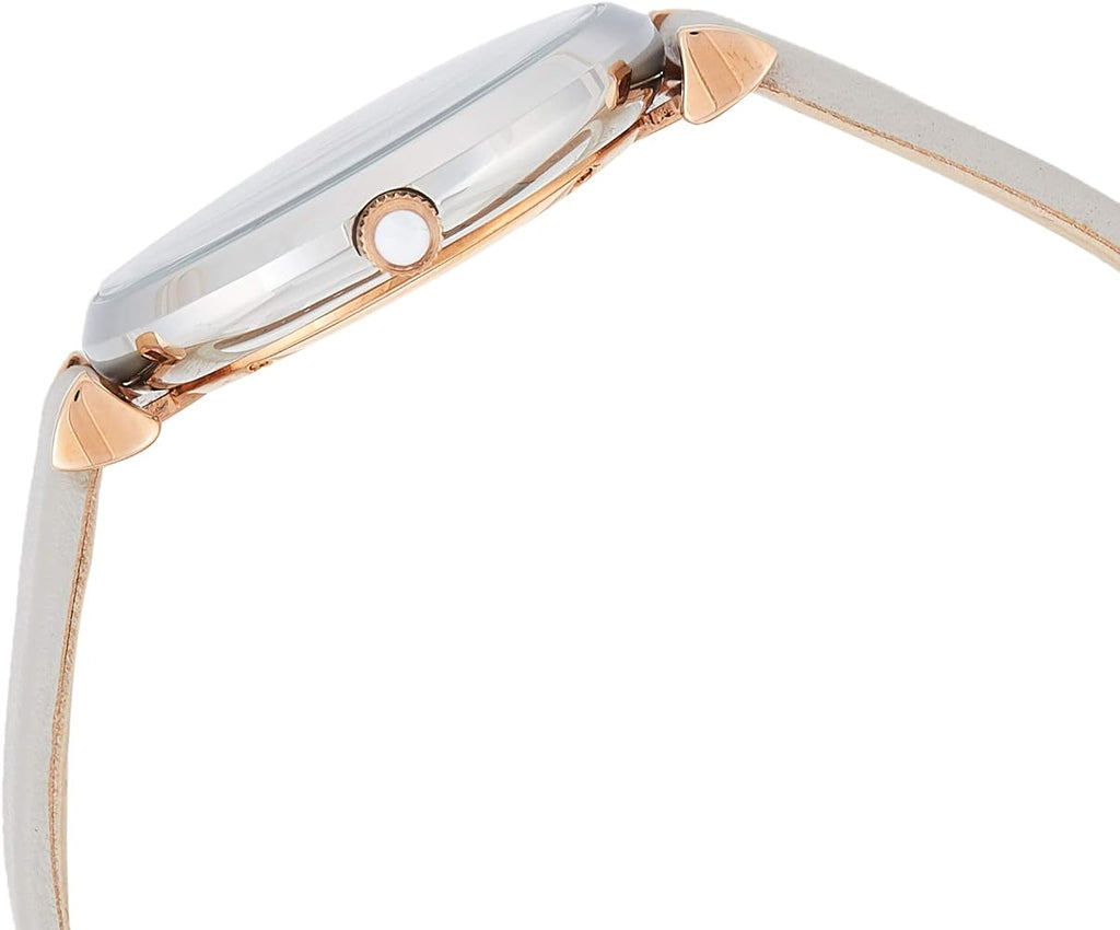 Emporio Armani Gianni T Bar Quartz Mother of Pearl Dial White Leather Strap Watch For Women - AR1965 Buy Now By Emporio Armani