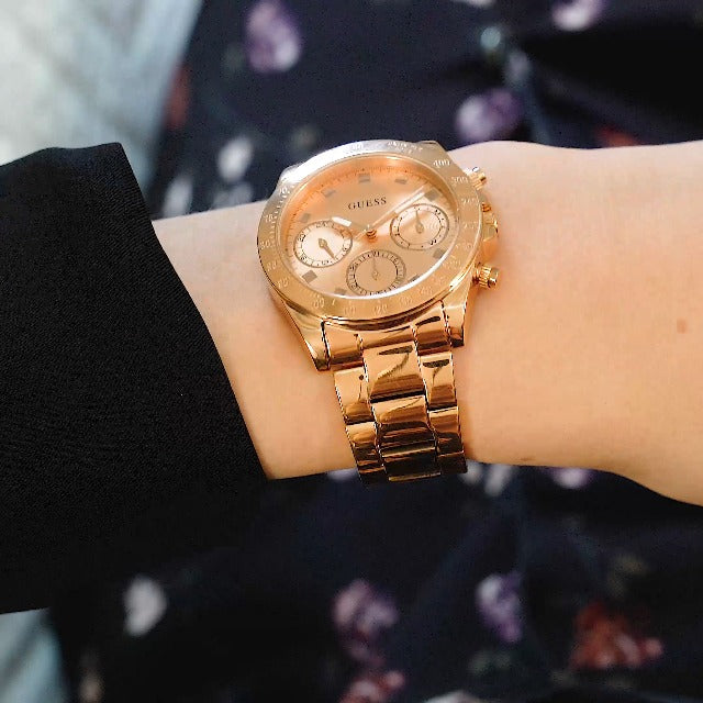 Guess Eclipse Rose Gold Dial Rose Gold Steel Strap Watch for Women - GW0314L3 Buy Now By Guess