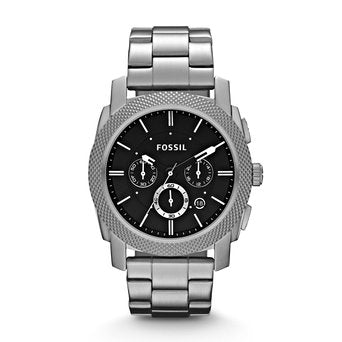 Fossil Machine Chronograph Black Dial Silver Steel Strap Watch for Men - FS4776 Buy Now By Fossil