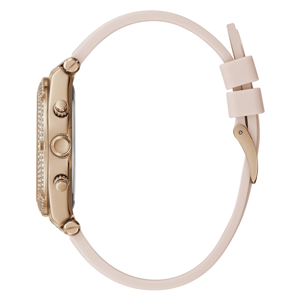 Guess Heiress Diamonds Rose Gold Dial Pink Rubber Strap Watch for Women - GW0407L3 Buy Now By Guess