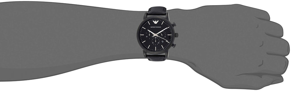 Emporio Armani Luigi Chronohraph Black Dial Black Leather Strap Watch For Men - AR1970 Buy Now By Emporio Armani