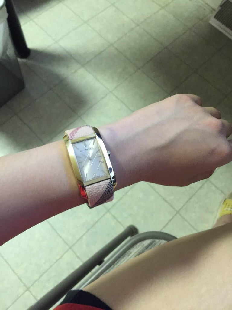 Burberry Pioneer Champagne Dial Haymarket Beige Leather Strap Watch for Women - BU9407 Buy Now By Burberry