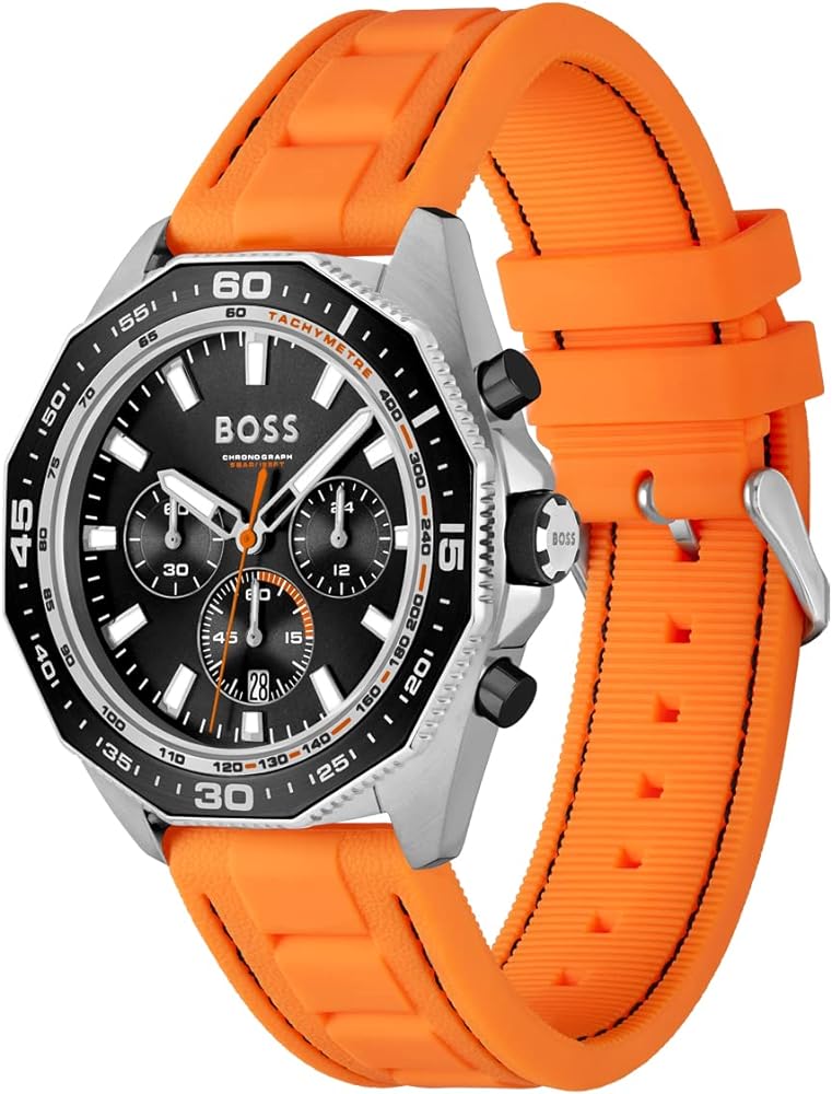 Hugo Boss Energy Chronograph Quartz Black Dial Orange Rubber Strap Watch For Men - 1513970 Buy Now By Hugo Boss