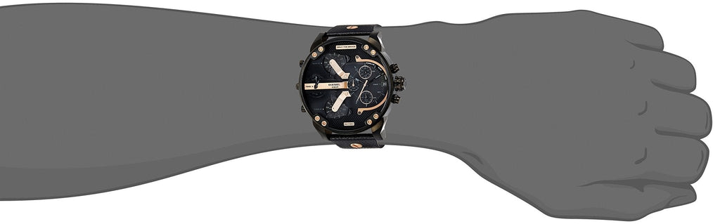 Diesel Mr Daddy 2.0 Chronograph Black Dial Black Leather Strap Watch For Men - DZ7350 Buy Now By Diesel