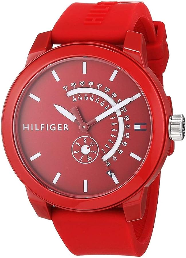 Tommy Hilfiger Denim Quartz Red Dial Red Rubber Strap Watch for Men - 1791480 Buy Now By Tommy Hilfiger