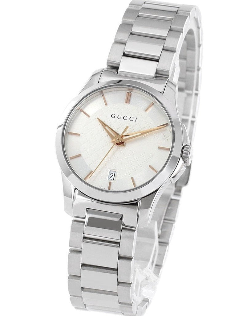Gucci G Timeless Silver Dial Silver Steel Strap Watch For Women - YA126523 Buy Now By Gucci