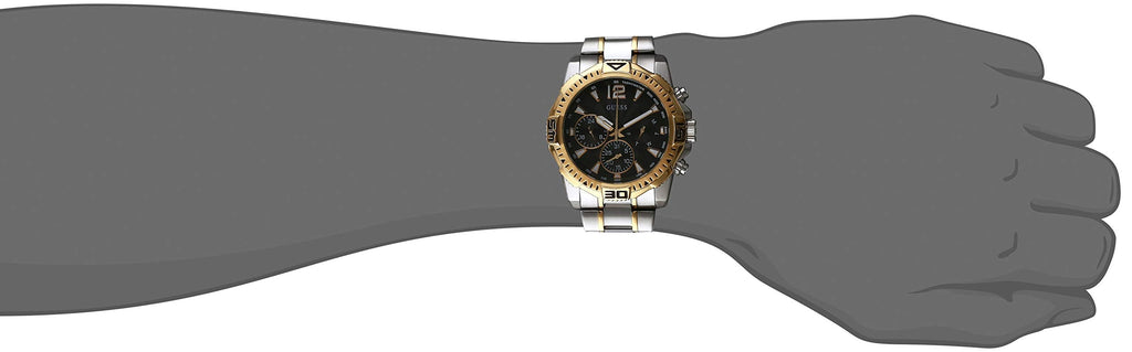Guess Commander Chronograph Black Dial Two Tone Steel Strap Watch for Men - GW0056G4 Buy Now By Guess