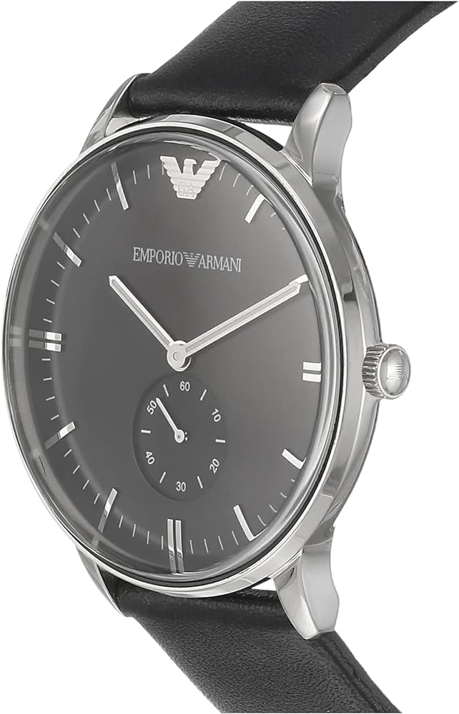 Emporio Armani Gianni Quartz Black Dial Black Leather Strap Watch For Men - AR0382 Buy Now By Emporio Armani