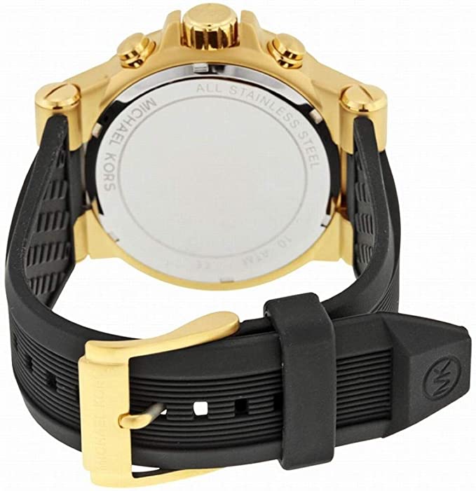 Michael Kors Dylan Chronograph Black Dial Black Rubber Strap Watch for Men - MK8445 Buy Now By Michael Kors