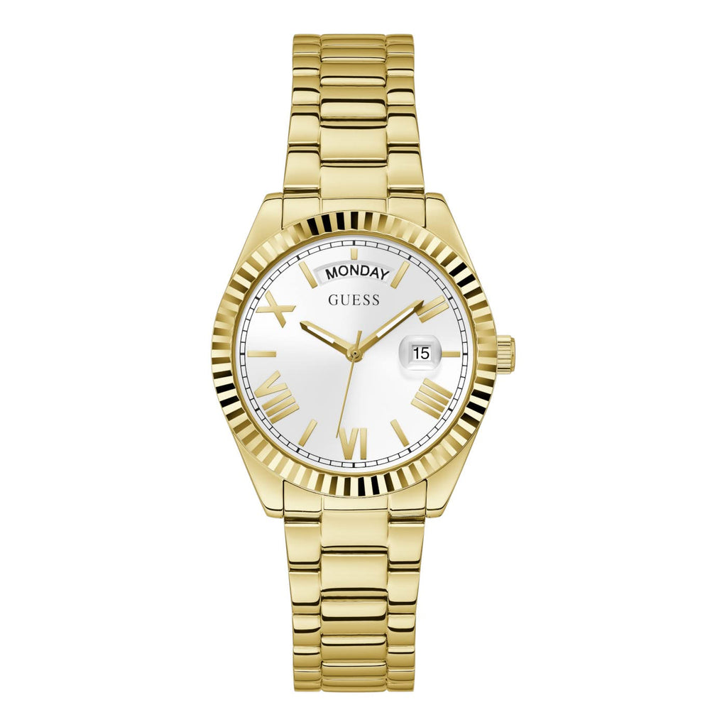Guess Luna White Dial Gold Steel Strap Watch for Women - GW0308L2 Buy Now By Guess