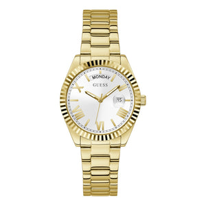 Guess Luna White Dial Gold Steel Strap Watch for Women - GW0308L2 Buy Now By Guess