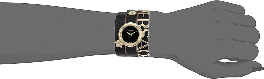 Versace V-Flare Quartz Black Dial Black Leather Strap Watch for Women - VEBN00218 Buy Now By Versace