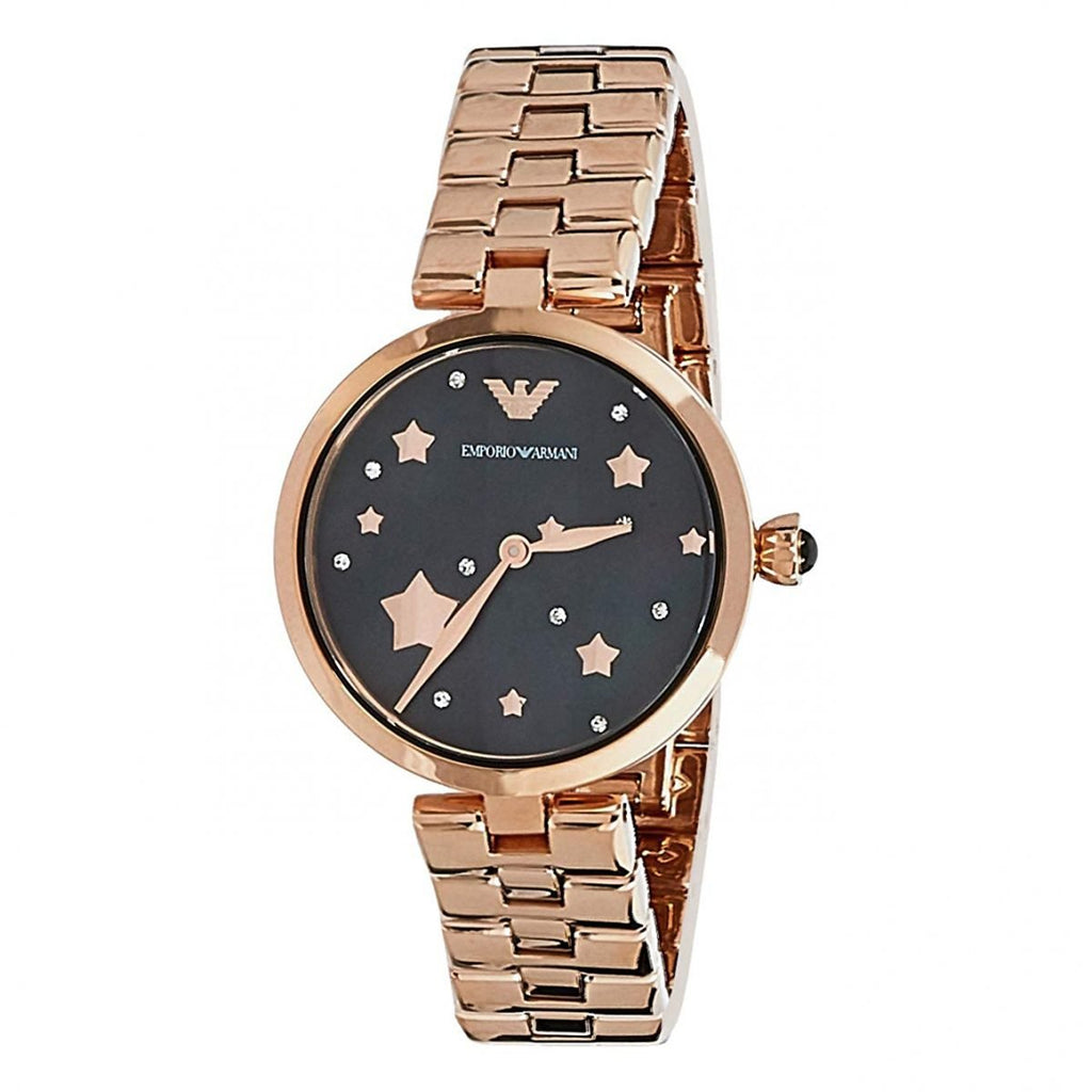 Emporio Armani Arianna Black Dial Rose Gold Stainless Steel Watch For Women - AR11197 Buy Now By Emporio Armani