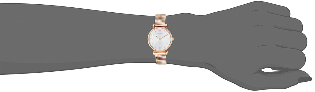 Emporio Armani Gianni T Bar Silver Dial Rose Gold Mesh Bracelet Watch For Women - AR1956 Buy Now By Emporio Armani
