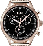 Hugo Boss Companion Quartz Black Dial Rose Gold Mesh Bracelet Watch For Men - HB1513548 Buy Now By Hugo Boss